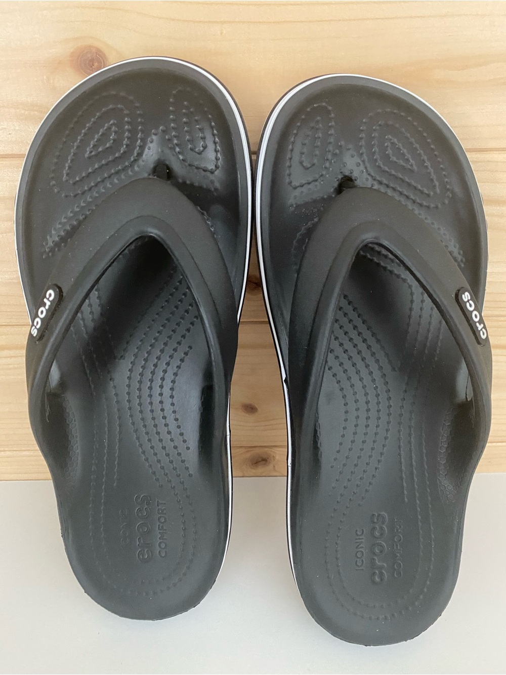 Crocs Flip Flops Black  Women’s Size 6 Men’s Size 4 Casual Sandals